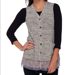 LOGO Lori Goldstein Cardigan Sweater Vest Size M